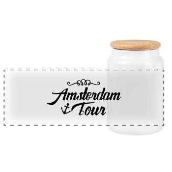 amsterdam tour - Panorama Keksdose mit Holzdeckel - Weiß - Vorne