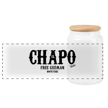 Chapo Mask - Panorama Keksdose mit Holzdeckel - Weiß - Vorne