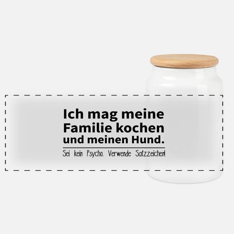 Sei kein Psycho. Verwende Satzzeichen! - Panorama Keksdose mit Holzdeckel - Weiß