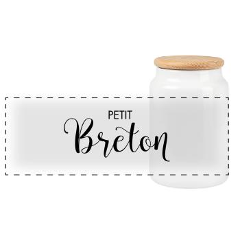 Petit Breton - Boîte à biscuits avec couvercle en bois - blanc - Devant