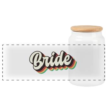 Retro Bride Future Mme, Cadeau d’enterrement de vie de jeune fille - Boîte à biscuits avec couvercle en bois - blanc - Devant