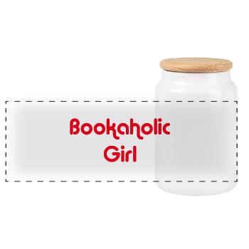Bookaholic - Panoramic Cookie Jar with Wooden Lid - white - Front