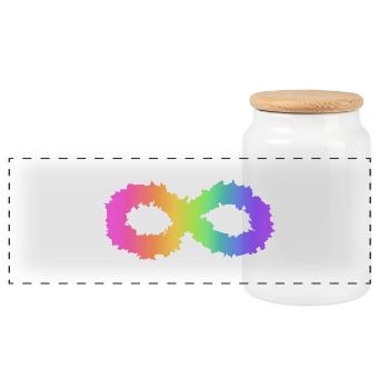 Neurodivergent symbol - Panoramic Cookie Jar with Wooden Lid - white - Front