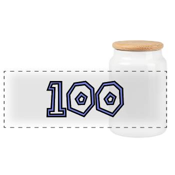 100. 100 YEARS. 100th ANNIVERSARY. 100 BIRTHDAY - Panoramic Cookie Jar with Wooden Lid - white - Front
