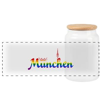 München Pride - Panorama Keksdose mit Holzdeckel - Weiß - Vorne