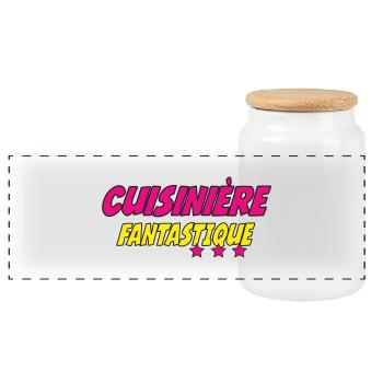 Cuisinière FANTASTIQUE - Boîte à biscuits avec couvercle en bois - blanc - Devant