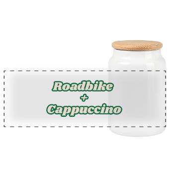 Roadbike + Cappuccino - Panorama Keksdose mit Holzdeckel - Weiß - Vorne