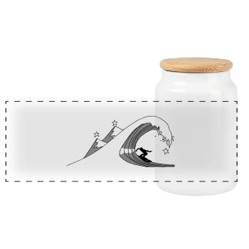 Star Surfing - Panoramic Cookie Jar with Wooden Lid - white - Front
