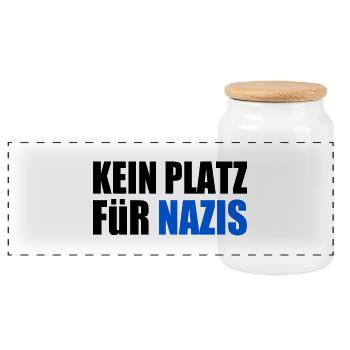 kein platz für nazis - Panorama Keksdose mit Holzdeckel - Weiß - Vorne