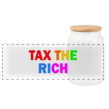 Tax the rich - Panorama Keksdose mit Holzdeckel - Weiß - Vorne