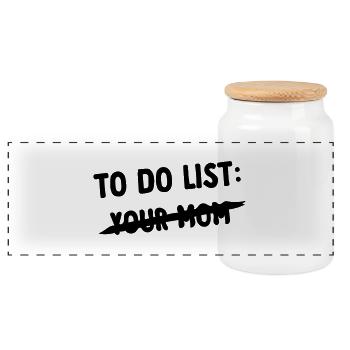 to do list for mom - Panoramic Cookie Jar with Wooden Lid - white - Front