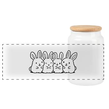 Équipe de lapins mignons - Boîte à biscuits avec couvercle en bois - blanc - Devant
