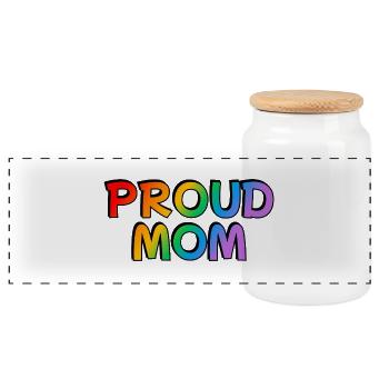 Proud Mom LGBTQ rainbow LGBT pride month - Boîte à biscuits avec couvercle en bois - blanc - Devant