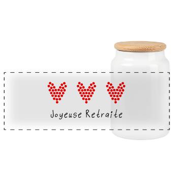 RETRAITE. RETRAITE. RETRAITEE. RETRAITE - Boîte à biscuits avec couvercle en bois - blanc - Devant