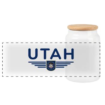 Utah Fan T-Shirt – Nature & Freedom - Panoramic Cookie Jar with Wooden Lid - white - Front