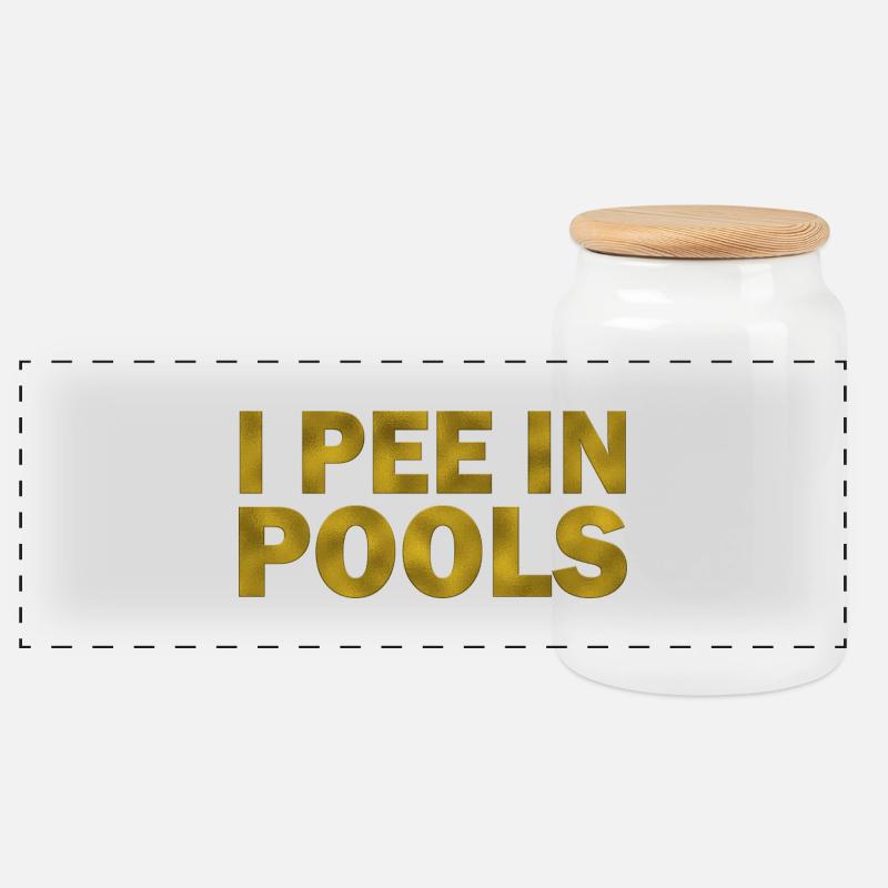 I Pee In Pools - Panorama Keksdose mit Holzdeckel - Weiß
