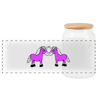 2 Licornes Équipe Paire Cornes Amis Bienvenue Mignon - Boîte à biscuits avec couvercle en bois - blanc - Devant