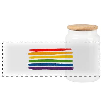 Rainbow Stripes LGBTQIA+- - Panoramic Cookie Jar with Wooden Lid - white - Front