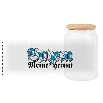 Bayern meine Heimat - Servus - Gruß aus Bayern - Panorama Keksdose mit Holzdeckel - Weiß - Vorne