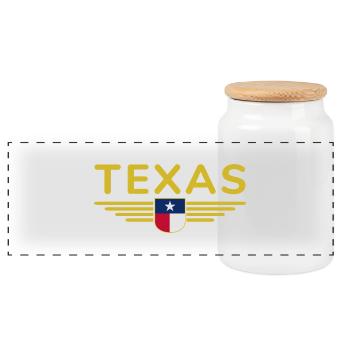 Texas Fan T-Shirt – Lone Star Style - Panoramic Cookie Jar with Wooden Lid - white - Front