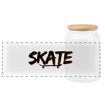 Skate Bold Graffiti Design - Panorama Keksdose mit Holzdeckel - Weiß - Vorne
