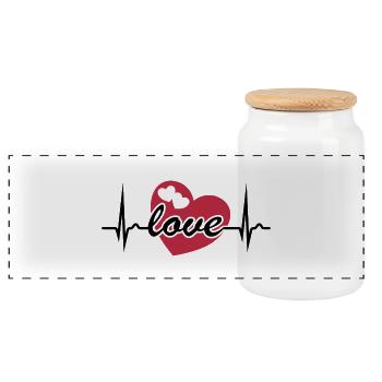 Courbe ECG - Courbe du cœur - Saint-Valentin - Amour - Boîte à biscuits avec couvercle en bois - blanc - Devant