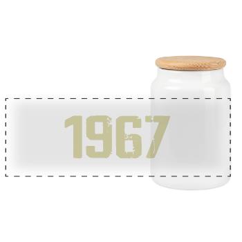 Jubiläum 1967 - Panorama Keksdose mit Holzdeckel - Weiß - Vorne