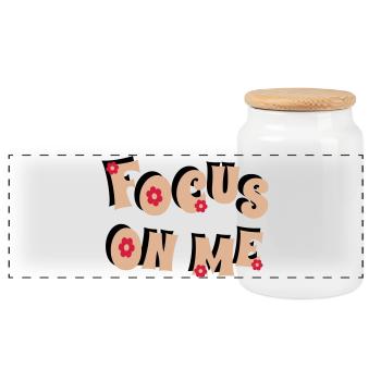 Focus on Me - Panoramic Cookie Jar with Wooden Lid - white - Front