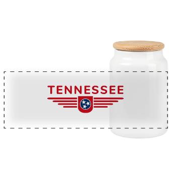 Tennessee Fan T-Shirt – Music & Love of Home - Panoramic Cookie Jar with Wooden Lid - white - Front