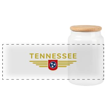Tennessee Fan T-Shirt – Music & Love of Home - Panoramic Cookie Jar with Wooden Lid - white - Front