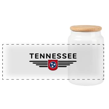 Tennessee Fan T-Shirt – Music & Love of Home - Panoramic Cookie Jar with Wooden Lid - white - Front