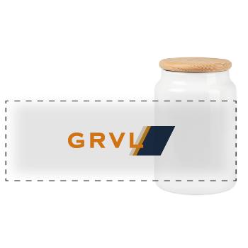 Gravel Logo - Panoramic Cookie Jar with Wooden Lid - white - Front