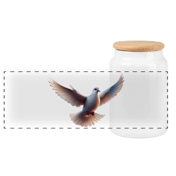 Colombe blanche en vol - Boîte à biscuits avec couvercle en bois - blanc - Devant