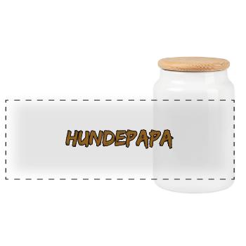 Hundepapa Brush Design Hundeliebhaber - Panorama Keksdose mit Holzdeckel - Weiß - Vorne