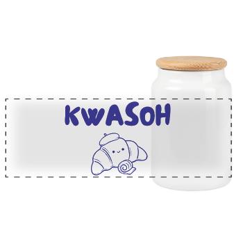 Croissant Kvasoh Illustration - Boîte à biscuits avec couvercle en bois - blanc - Devant