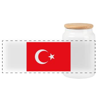 National Flag of Turkey - Panoramic Cookie Jar with Wooden Lid - white - Front