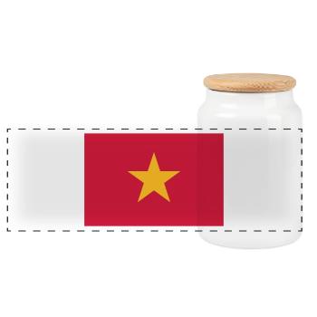 Nationalflagge von Vietnam - Panorama Keksdose mit Holzdeckel - Weiß - Vorne