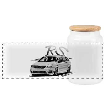 Octavia 3RS Combi ohne Fahrer tuning low camber - Panorama Keksdose mit Holzdeckel - Weiß - Vorne