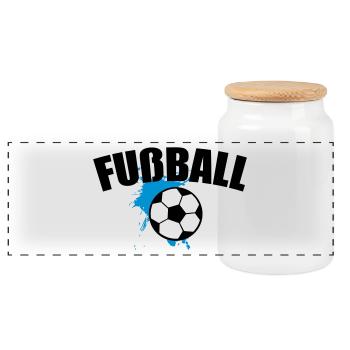 Fußball Soccer Splash 3c - Panorama Keksdose mit Holzdeckel - Weiß - Vorne