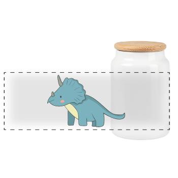 Geschenk Dinosaurier Fossil Kawaii Trex Comic Dino - Panorama Keksdose mit Holzdeckel - Weiß - Vorne