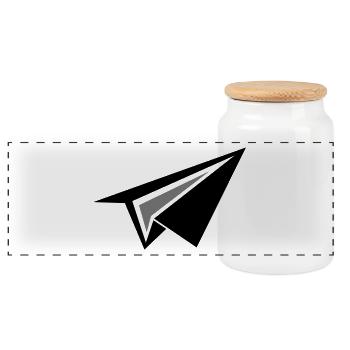 plan de l'avion de papier - Boîte à biscuits avec couvercle en bois - blanc - Devant