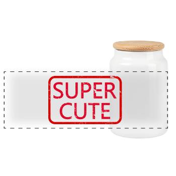 super cute - Boîte à biscuits avec couvercle en bois - blanc - Devant