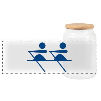 paddle boat sail boat rowboat sailboat18 - Panoramic Cookie Jar with Wooden Lid - white - Front