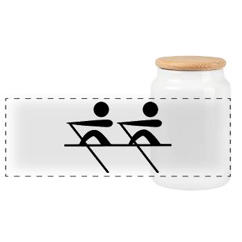 paddle boat sail boat rowboat sailboat48 - Panoramic Cookie Jar with Wooden Lid - white - Front