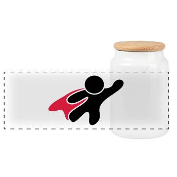 Superhero - Panoramic Cookie Jar with Wooden Lid - white - Front