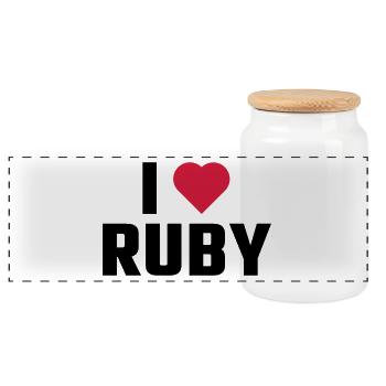 I Love RUBY - Panoramic Cookie Jar with Wooden Lid - white - Front