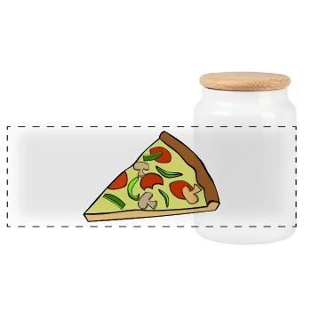 Pizza Pizzastück - Boîte à biscuits avec couvercle en bois - blanc - Devant