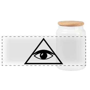 Illuminati Auge Geschenk Idee - Panorama Keksdose mit Holzdeckel - Weiß - Vorne