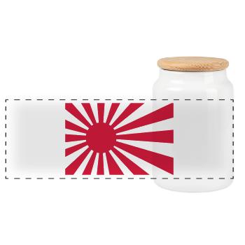 Japan Flag Nippon - Panoramic Cookie Jar with Wooden Lid - white - Front
