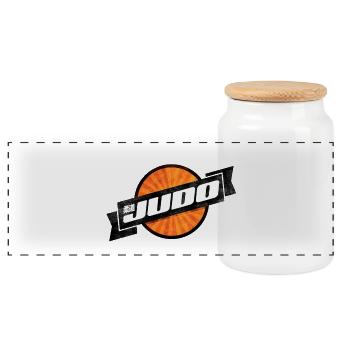 Judo Retro Logo - Panoramic Cookie Jar with Wooden Lid - white - Front